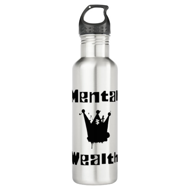mental wealth is mental health edelstahlflasche (Vorderseite)