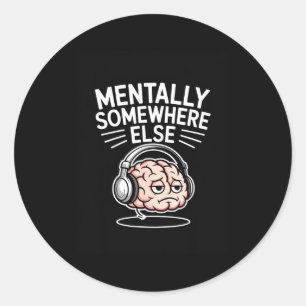Mental woanders lustiger Introvert-Hirn Runder Aufkleber