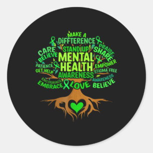 Mentale Health Awareness Tree Mens Womens Grreen R Runder Aufkleber