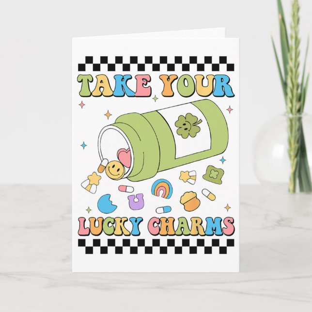 Mentale Wahrnehmung Nimm deine Glücksbringer-Pille Karte (Vorderseite)