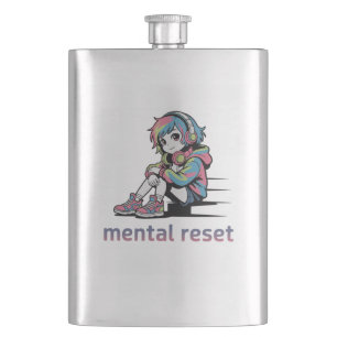 Mentaler Neustart – Chill Anime Streetwear Design Flachmann