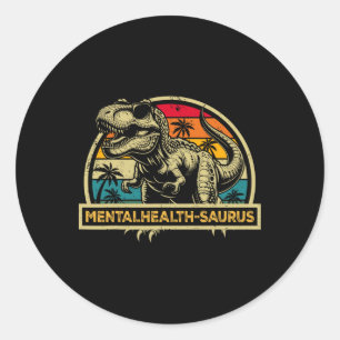 Mentalhealth-saurus Dinosaur Mental Health Saurus  Runder Aufkleber