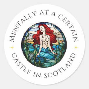 Mentally auf einem Burgfest in Schottland Aufkle Runder Aufkleber