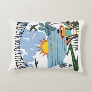 Mentally bin ich auf Urlaub - Funny Throw Kissen