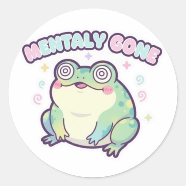 Mentally Gone Frog Sticker Cute Dizzy Frog Meme Ka (Vorderseite)