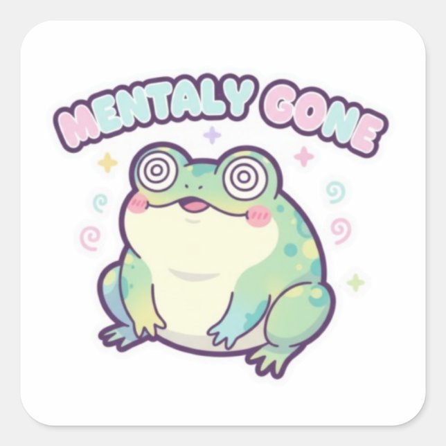 Mentally Gone Frog Sticker Cute Dizzy Frog Meme Ka (Vorderseite)