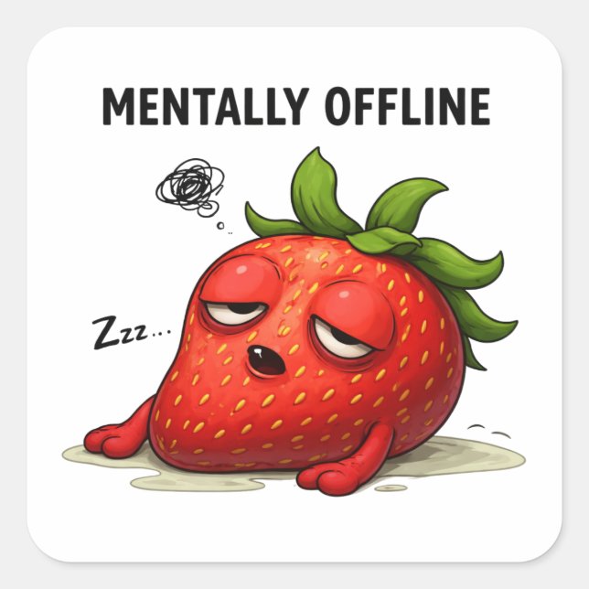 Mentally Offline Cute Strawberry Sticker (Vorderseite)