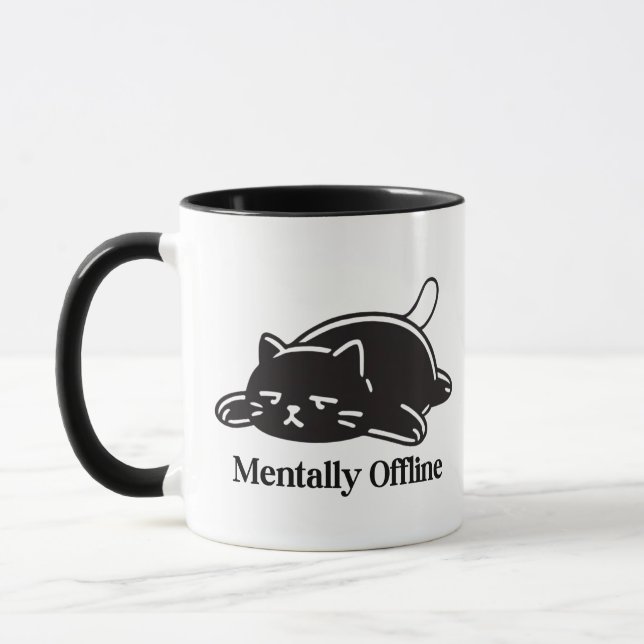 Mentally Offline Funny Introvert Mood Design Tasse (Links)
