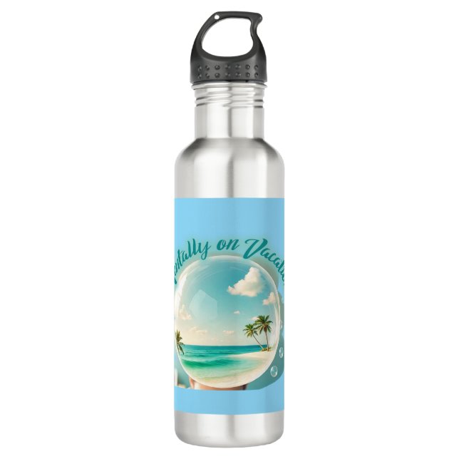 mentally on vacation design edelstahlflasche (Vorderseite)