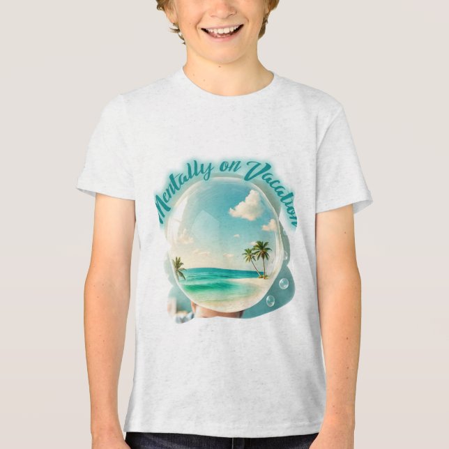 mentally on vacation design Tri-Blend shirt (Vorderseite)