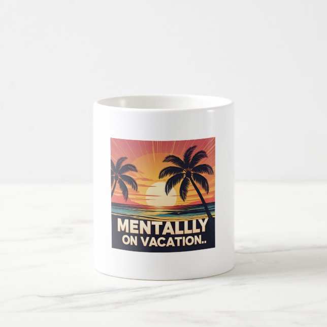 Mentally on Vacation Retro Summer T-Shirt Kaffeetasse (Mittel)