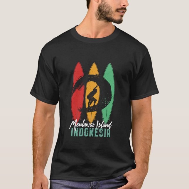 Mentawai Island Indonesien Vintag Retro Surfing T-Shirt (Vorderseite)