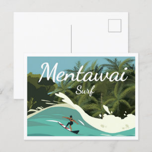 Mentawai Surf Indonesien Reiseort Illustration Postkarte