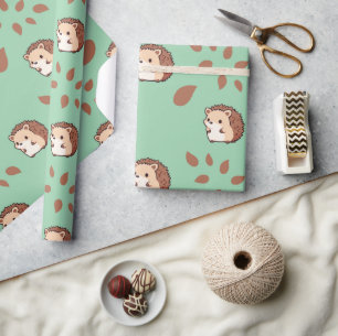 Menthol Green Seamless Igels Wrapping Paper Geschenkpapier