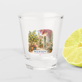 Menton Côte d'Azur Patio Watercolor Souvenir Shot Schnapsglas
