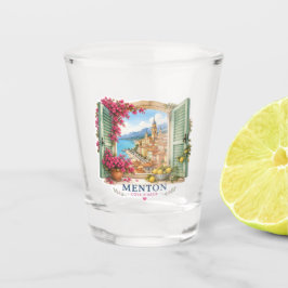 Menton Côte d'Azur Window Watercolor Souvenir Shot Schnapsglas