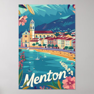 Menton Frankreich Berühmter Vintage Travel Place Poster