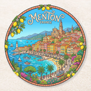 Menton Frankreich Runder Pappuntersetzer
