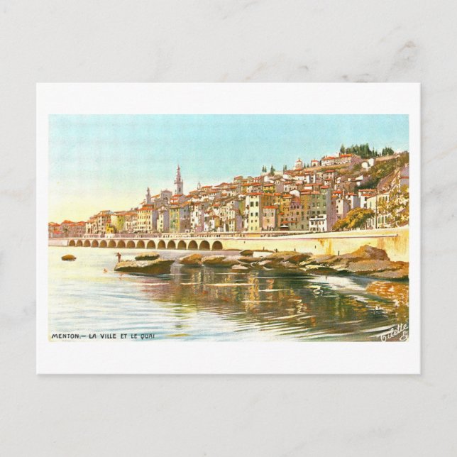 Menton, Frankreich, Vintage Postkarte (Vorderseite)