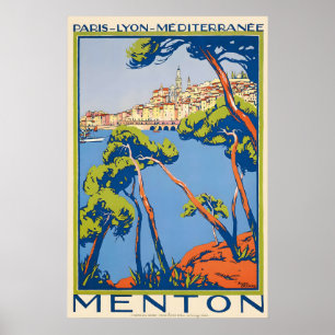 Menton Frankreich Vintage-Reiseposter Poster
