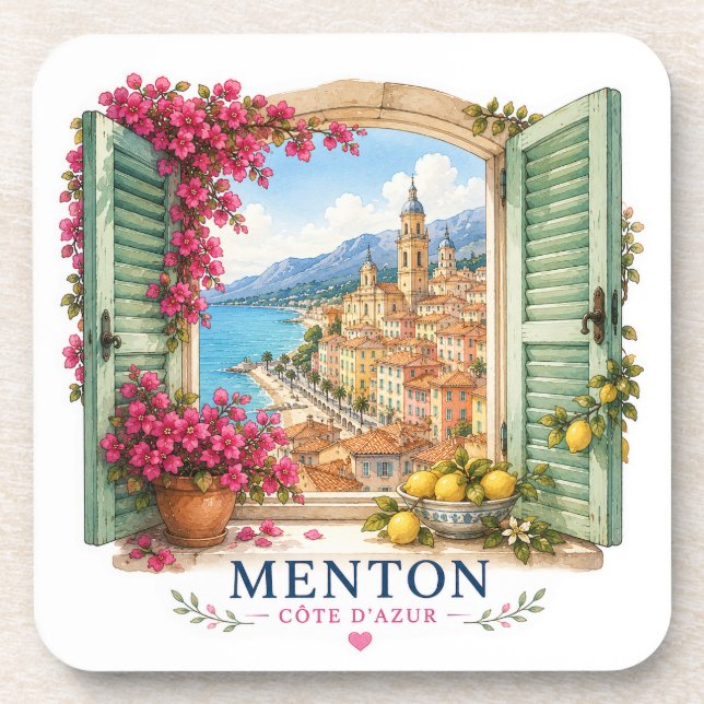 Menton French Riviera coasters Getränkeuntersetzer (Vorderseite)