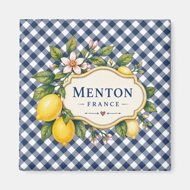 Menton French Riviera Magnet - Blue Lemon (Vorne)