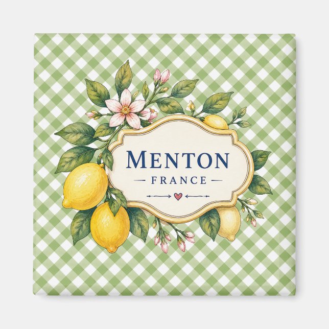 Menton French Riviera Magnet - Green Lemon (Vorne)
