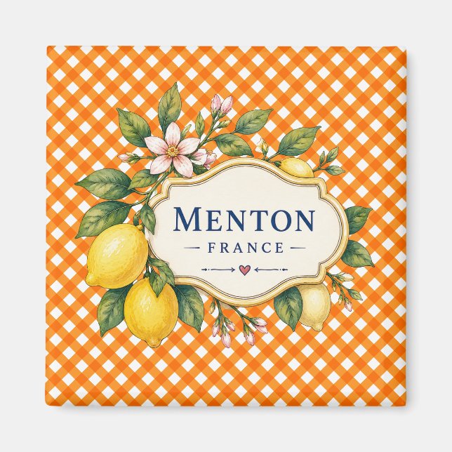 Menton French Riviera Magnet - Orange Lemon (Vorne)