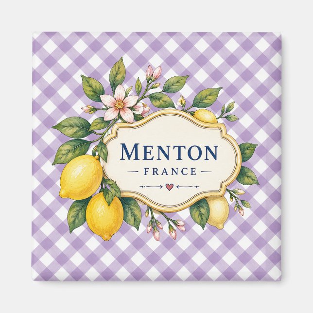 Menton French Riviera Magnet - Purple Lemon (Vorne)
