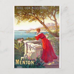 Menton, Landschaft der französischen Riviera, Frau Postkarte