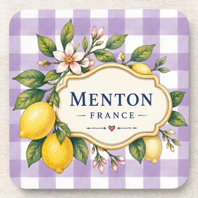 Menton Lemon Cote d Azur coasters Getränkeuntersetzer (Vorderseite)