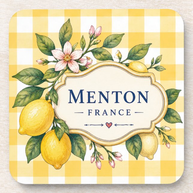 Menton Lemon Cote d Azur coasters Getränkeuntersetzer (Vorderseite)