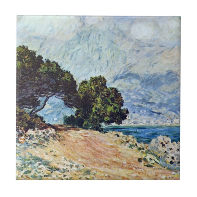 Menton Seen von Cap Martin von Claude Monet Fliese (Vorderseite)