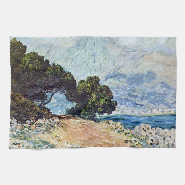 Menton Seen von Cap Martin von Claude Monet Geschirrtuch (Horizontal)