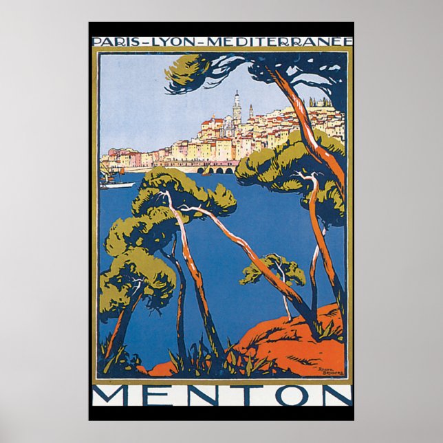 Menton Vintage Travel Poster (Vorne)