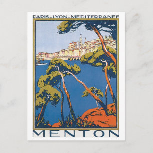 Menton Vintage Travel Poster Postkarte