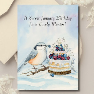 Mentor Glücklicher Januar-Geburtstag Rotbrustvogel Karte