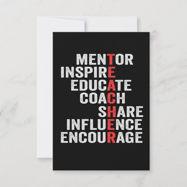 Mentor Inspirier Educate Coach Share Einfluss Vate Dankeskarte (Vorderseite)