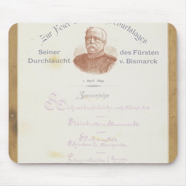 Menü an Prinzen von Bismarcks Mousepad (Vorne)
