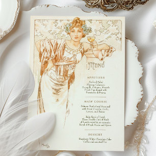 Menü Art Nouveau Wedding Dinner by Mucha Einladung