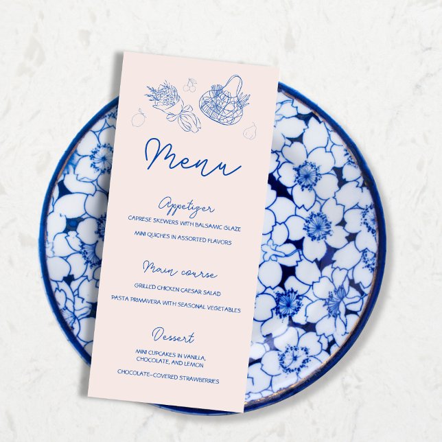 Menü aus dem Brautparty "Market Hand Drawing" Menükarte (Menu Off The Market Hand Drawn Bridal Shower)