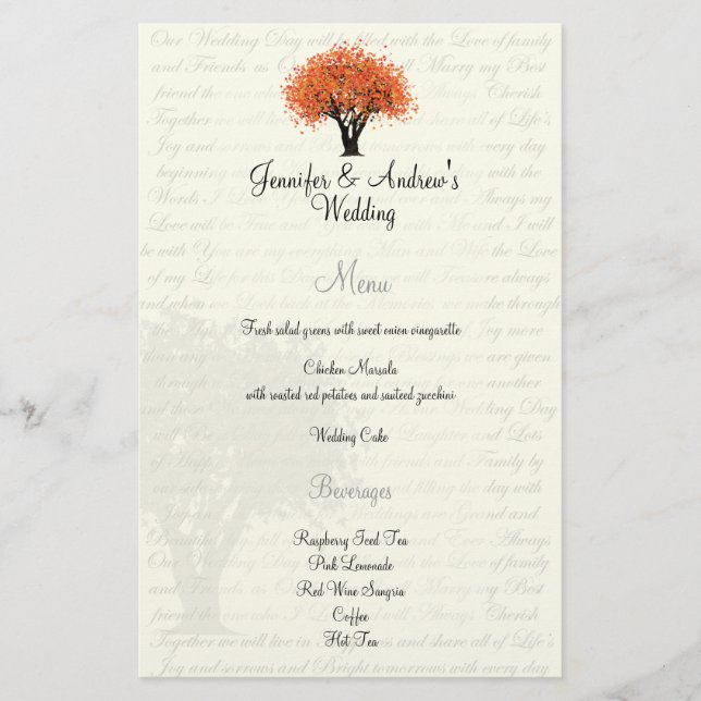 Menü "Autumn Dancing Blooms" (Vorderseite)