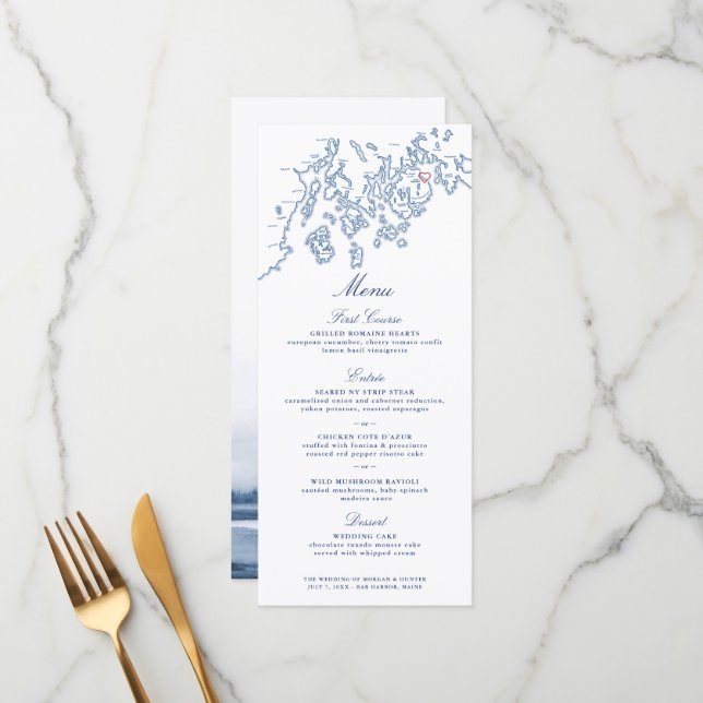 Menü - Bar Harbour Maine Penobscot Bay Karte (Vorderseite/Rückseite Beispiel)