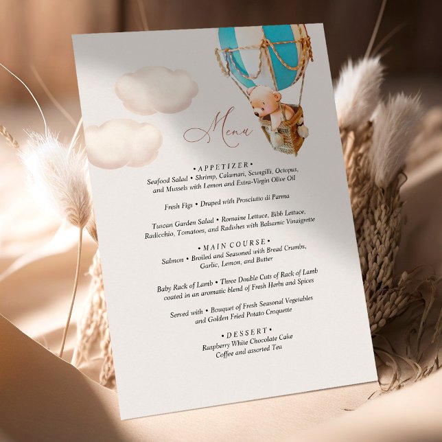 Menu Bear Baby Showballon Begleitkarte (Von Creator hochgeladen)