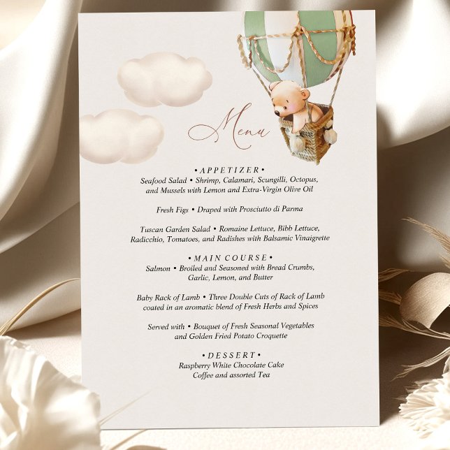 Menu Bear Baby Showballon Begleitkarte (Von Creator hochgeladen)