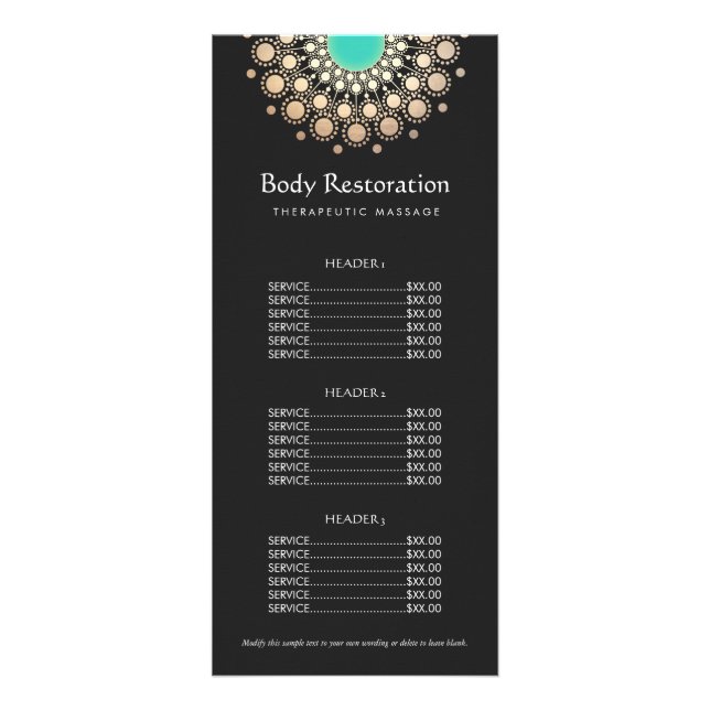 Menü "Black and Gold Circle Motif Price List" (Vorne)