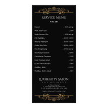 Menü "Black Gold Classic Wirbel Service Price List