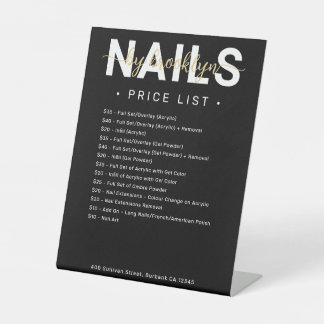 Menü "Black Nail Salon Price List" Sockelschild