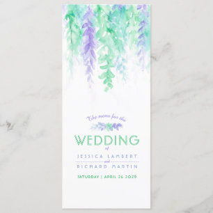 Menü blaue Kaskade, grüne Weinkarte, Aquarellkarte Menükarte