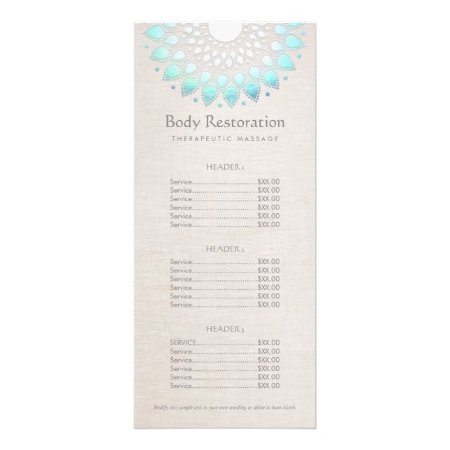 Menü "Blue Lotus Health and Wellness Price List"